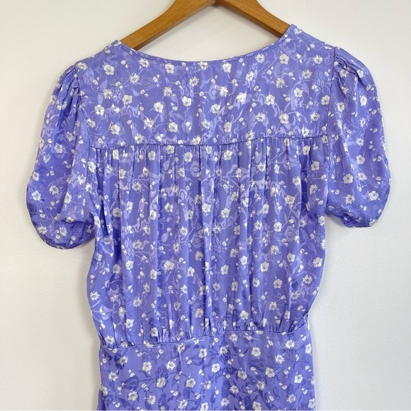 ❌SOLD❌ Free People Lavender Bond Street  Floral Satin Mini Dress short sleeve - Picture 9 of 16
